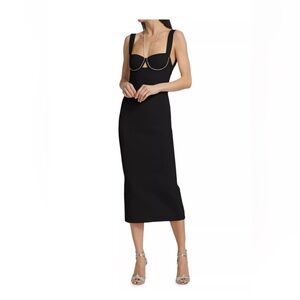 Galvan London- Elegant Black Midi Dress